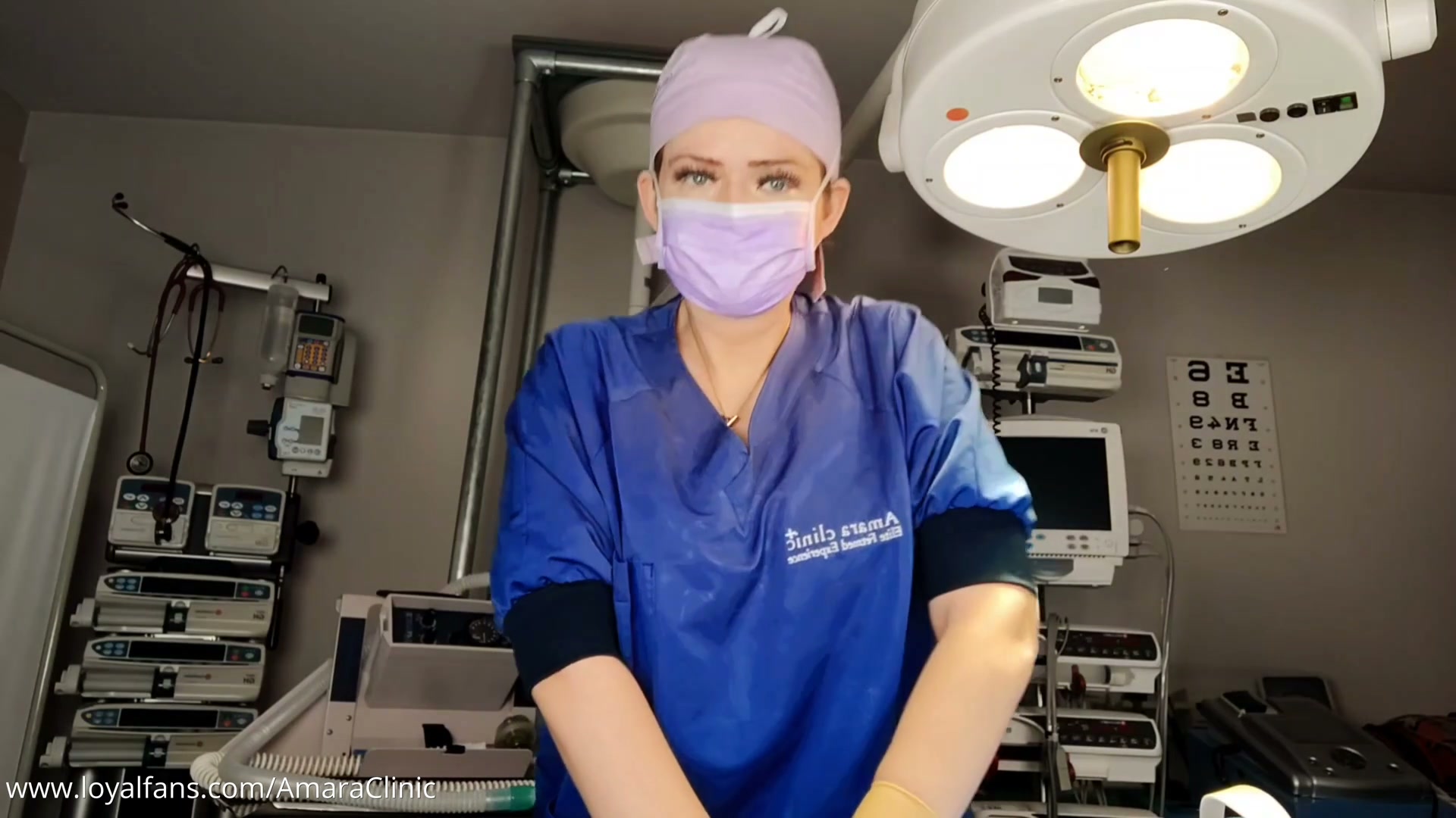 Dr. Amara, resident cardiologist, working a cardiac arrest in the emergency room in the Mistress Katharina Amara free video, CPR and intubation roleplay